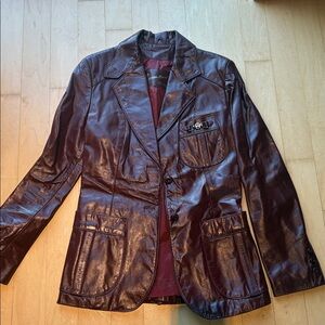 Etienne Aigner Burgandy Leather Jacket